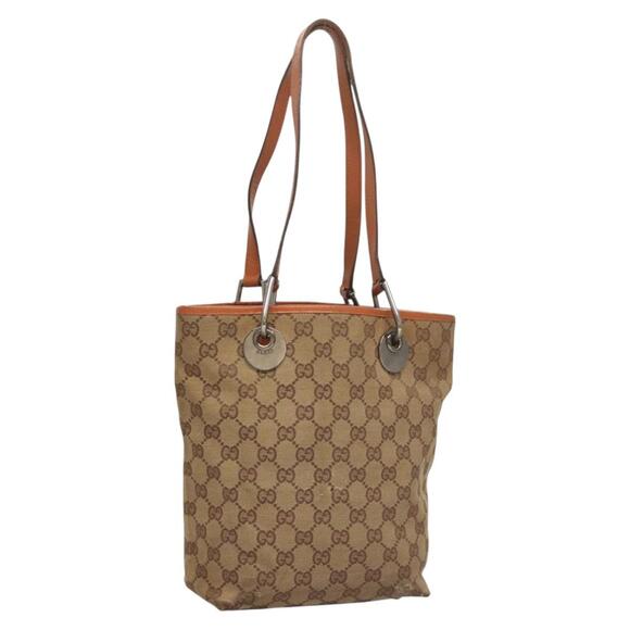 GUCCI GG Canvas Tote Bag Beige Silver - Picture 1 of 16